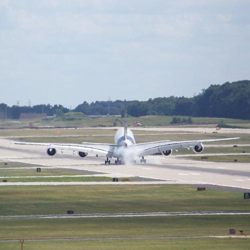 A380 landing at Milwaukee's Mitchell International Airport