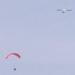 Hang glider and paraglider in flight