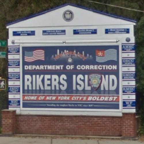 Entry to Rikers Island, "Home of New York's Boldest" in New York, NY