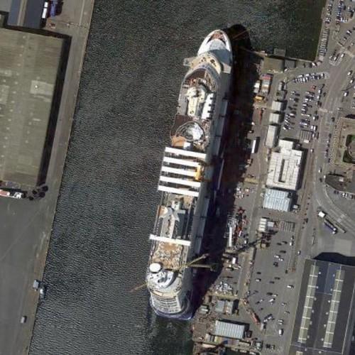 Celebrity Edge under construction in St Nazaire, France (Google Maps)