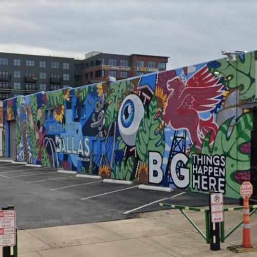 to Dallas mural at 2914 Commerce Street in Dallas, TX (Google Maps)