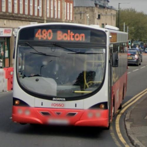 Transdev Rosso No. 1616 – SN57 BLK in Bolton, United Kingdom (Google Maps)