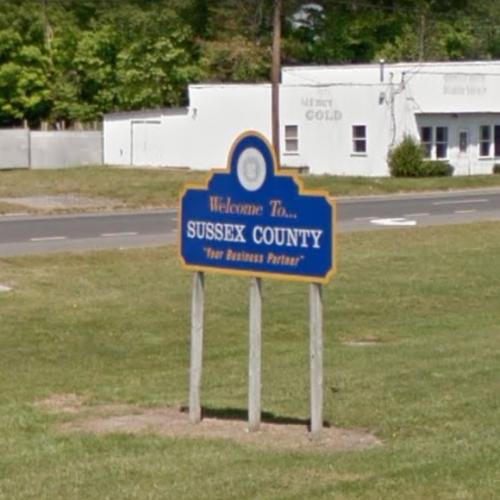 to Sussex County sign in Selbyville, DE (Google Maps)