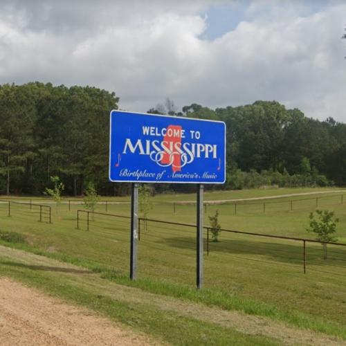 to Mississippi sign in Woodville, MS (Google Maps)