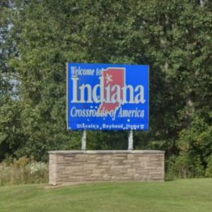Welcome to Indiana sign in Edon, OH - Virtual Globetrotting