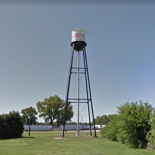 Rogers water tower in Rogers, NE (Google Maps)