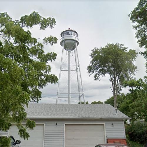 Phillips water tower in Phillips, NE (Google Maps)