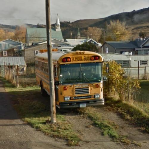 Blue Bird school bus in Drummond, MT (Google Maps)
