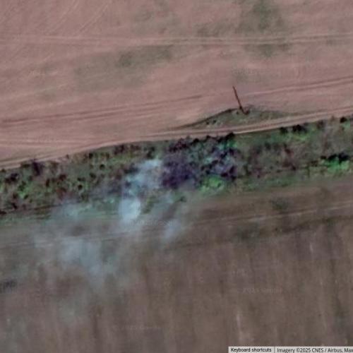 Burning treeline in Doslidne, Ukraine - Virtual Globetrotting