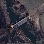 Russian military pontoon bridge