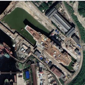 Russian carrier Admiral Kuznetsov in drydock (Google Maps)
