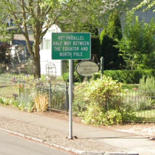 45th Parallel Sign in Silverton, OR (Google Maps)