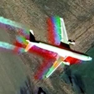 Airplane in flight (Google Maps)