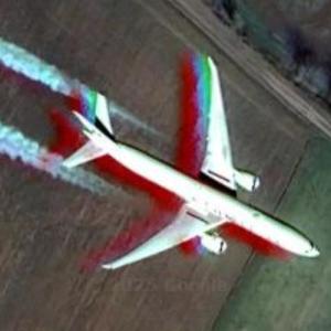 Airplane in flight (Google Maps)