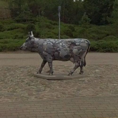 Stone cow in Ventspils, Latvia - Virtual Globetrotting