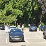 Waving at the parking