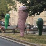 'Sculptures at Esteplatz' by Franz West