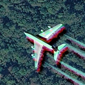 Airplane in flight (Google Maps)