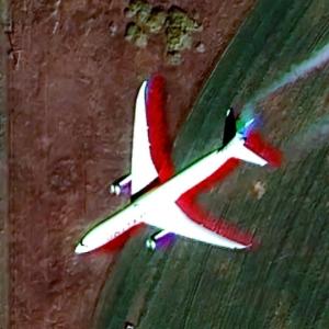 Airplane in flight (Google Maps)