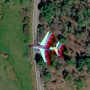 Airplane in flight (Google Maps)